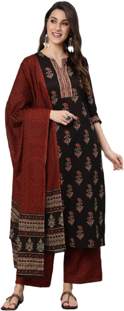 Women Kurti and Palazzo Set with Dupatta | Ladies Kurta Pants Salwar Suit Ready to Wear
