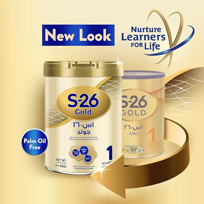 S26 GOLD 1 Stage 1, 0-6 Months Starter Infant Formula for Babies, Tin 800g