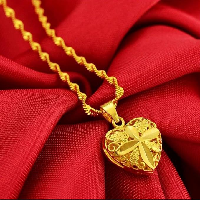 18K Solid Gold Necklace for Women, Dainty Gold Necklace Real Gold Pendant Valentine's Day Anniversary Present Jewelry for Wife, Mom