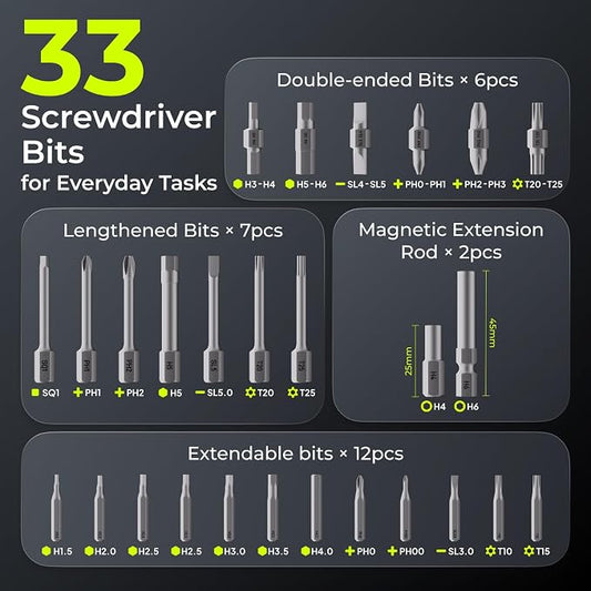 ELEGOO 35-in-1 Electric Type-C Rechargeable Screwdriver Set 1500mAh Battery