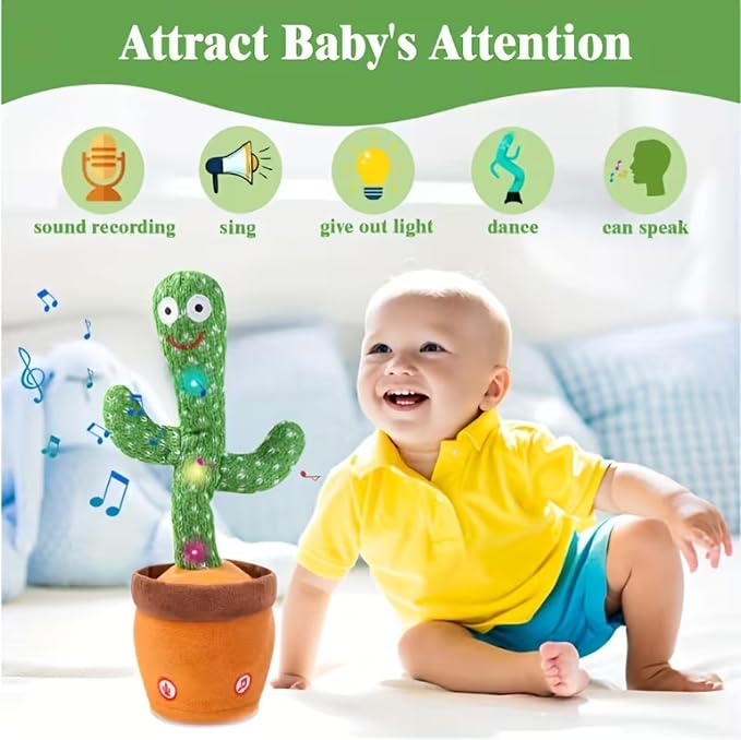 TOY GARDEN Electronic Dancing Cactus Toy, Talking Singing Wriggle Plush with Recording & Repeat Function, Interactive Musical Dancing Toy for Kids, Fun Birthday Gift for Boys & Girls