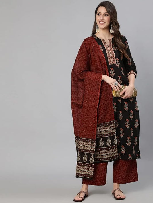 Women Kurti and Palazzo Set with Dupatta | Ladies Kurta Pants Salwar Suit Ready to Wear