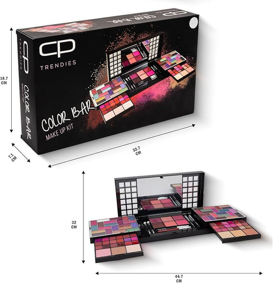 CP Trendies Color Bar Makeup Kit No. 76 for Ladies & Girls | Perfect Makeup Gift Set for Women with 42 Eyeshadows,Eyeliner, Lip Brush & Pencil, Mascara, Mirror, Compact Powder, Foundation