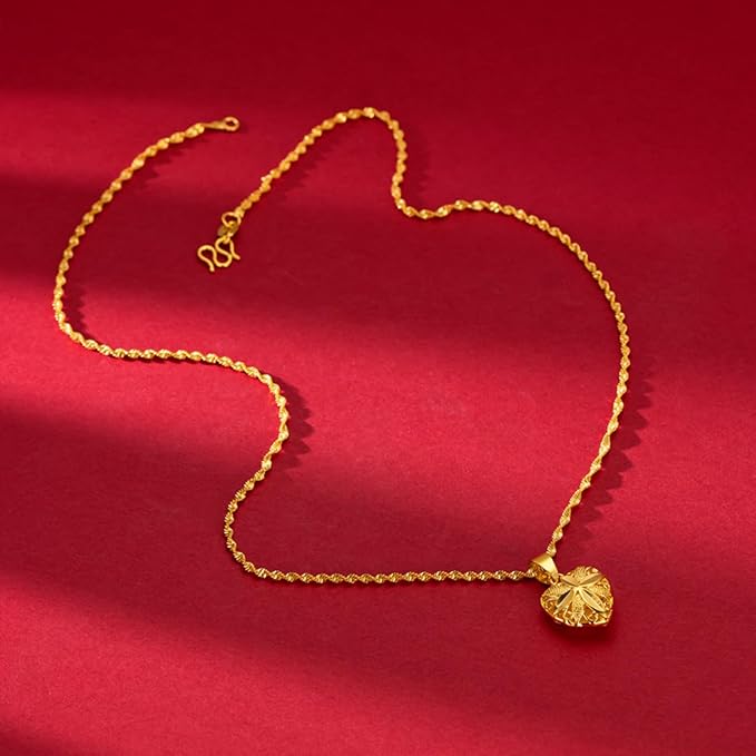 18K Solid Gold Necklace for Women, Dainty Gold Necklace Real Gold Pendant Valentine's Day Anniversary Present Jewelry for Wife, Mom