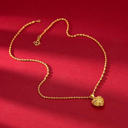 18K Solid Gold Necklace for Women, Dainty Gold Necklace Real Gold Pendant Valentine's Day Anniversary Present Jewelry for Wife, Mom