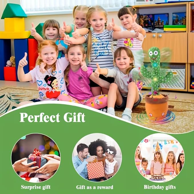TOY GARDEN Electronic Dancing Cactus Toy, Talking Singing Wriggle Plush with Recording & Repeat Function, Interactive Musical Dancing Toy for Kids, Fun Birthday Gift for Boys & Girls